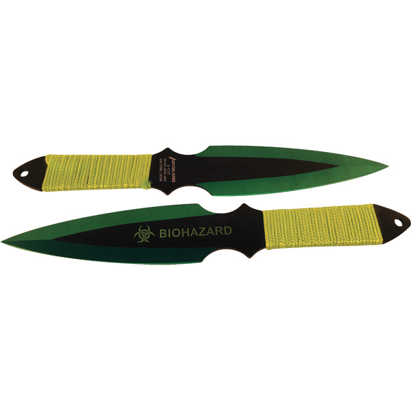 2 Piece Throwing Knife Green Color BioHazard view 5